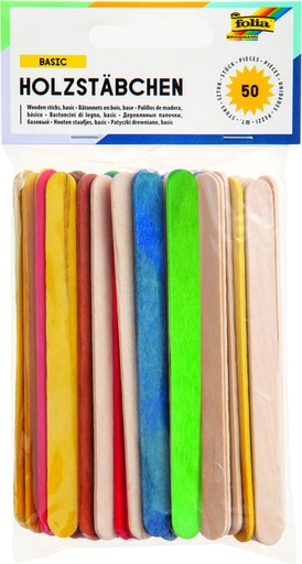 [580051] Bâtonnet en bois Folia assorti 50 pièces
