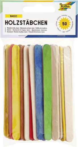 [580051] Stokje Folia hout assorti 50 stuks