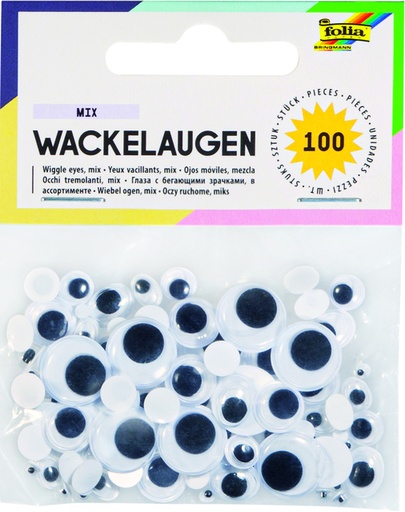 [580052] Yeux mobiles Folia blanc 100 pièces 6 formats blanc 100 pièces