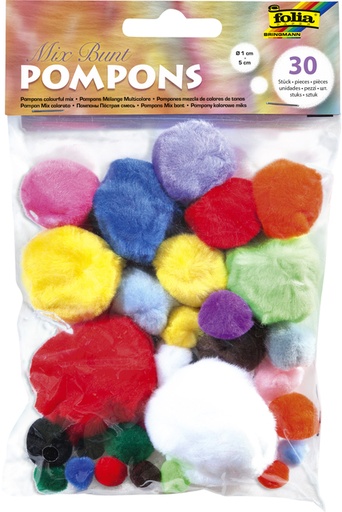 [580053] Pompon Folia 30 stuks diverse kleuren en afmetingen 30 stuks