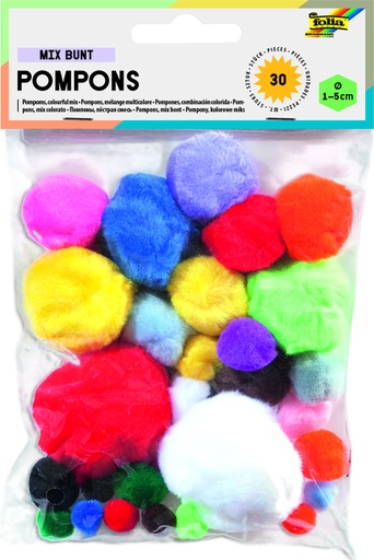 [580053] Pompon Folia 30 stuks diverse kleuren en afmetingen 30 stuks