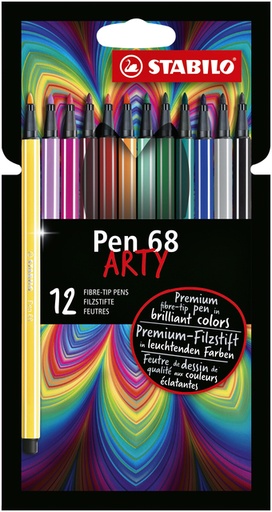 [633290] Feutre STABILO Pen 68/12 Arty Medium étui 12 couleurs