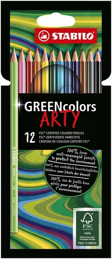 [640000] Kleurpotloden STABILO 6019 GREENcolors Arty assorti etui à 12 stuks