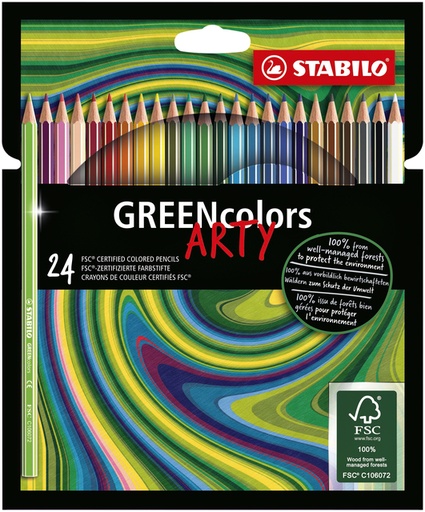[640001] Kleurpotloden STABILO 6019 GREENcolors Arty assorti etui à 24 stuks