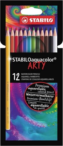 [639999] Crayon de couleur STABILO 16124 Aquacolor Arty assorti étui 12 pièces