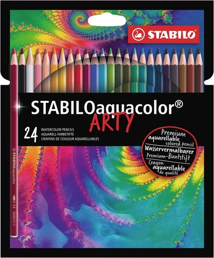 [639998] Crayon de couleur STABILO 1624 Aquacolor Arty assorti étui 24 pièces