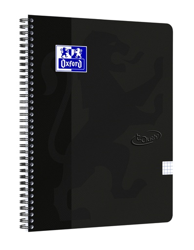[011144] Bloc à spirale Oxford Touch A4 carreau 5mm 140 pages 80g noir