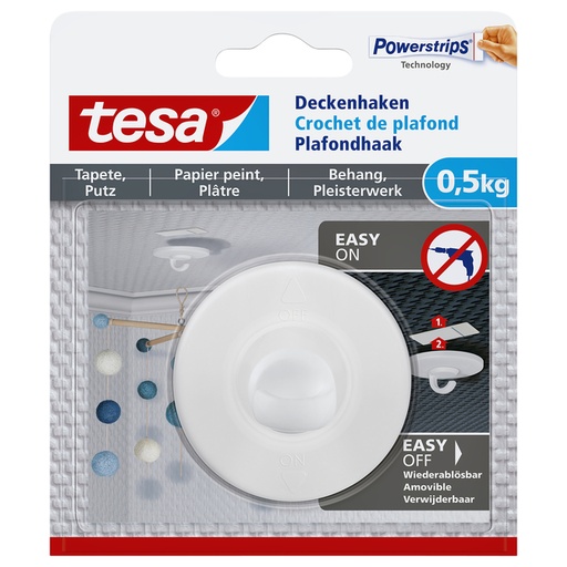 [803479] Crochet plafond tesa® papier peint et plâtre autocollant 0,5kg