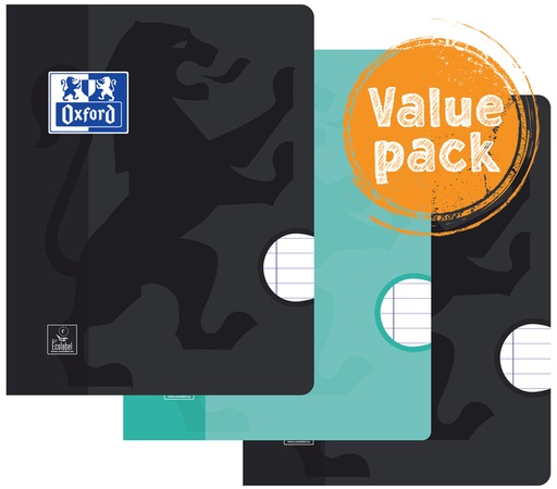 [011162] Cahier Oxford School A5 ligné 72 pages 80g assorti 3 pièces