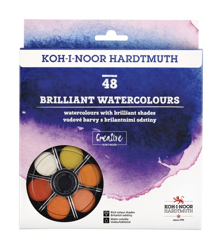 [142409] Peinture à l'eau Koh-i-Noor Brillant blister 48 couleurs assorti