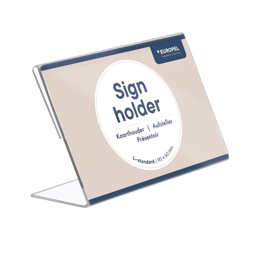 [506465] Kaarthouder Europel L-standaard 90x60mm liggend acryl