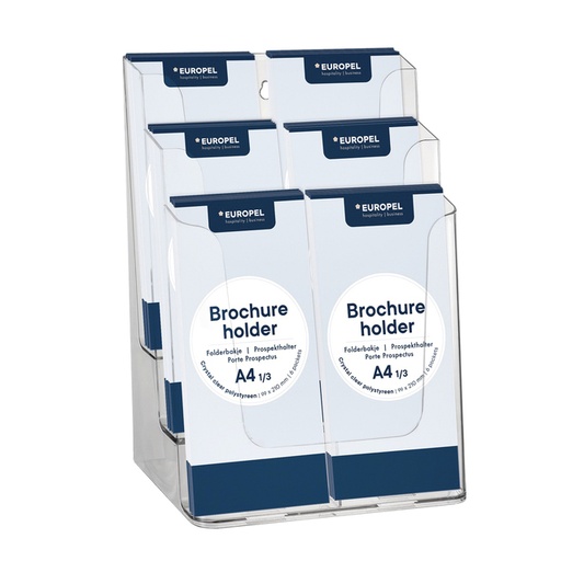 [506472] Porte-brochures Europel 6 compartiments 1/3 A4 transparent