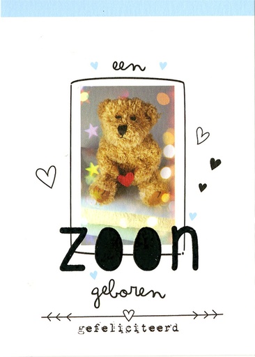 [874050] Wenskaart Paperclip navulset geboorte zoon 6 kaarten