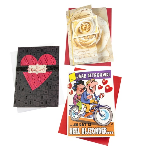 [874052] Wenskaart Paperclip huwelijksjubileum navulset à 6 stuks