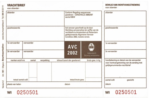 [820495] Lettre de transport IEZZY BVA 1001 19x12cm triple uni 100 pièces