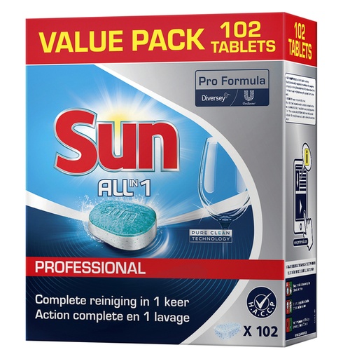 [897283] Vaatwastabletten Sun Pro Formula All-in-one 102 stuks