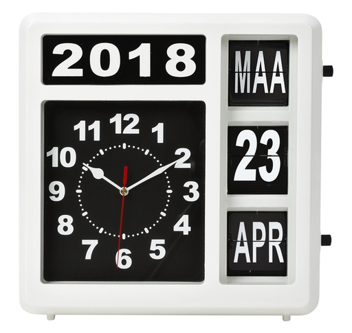 [1000091] Horloge murale Perel analogique 310x310mm version néerlandaise blanc