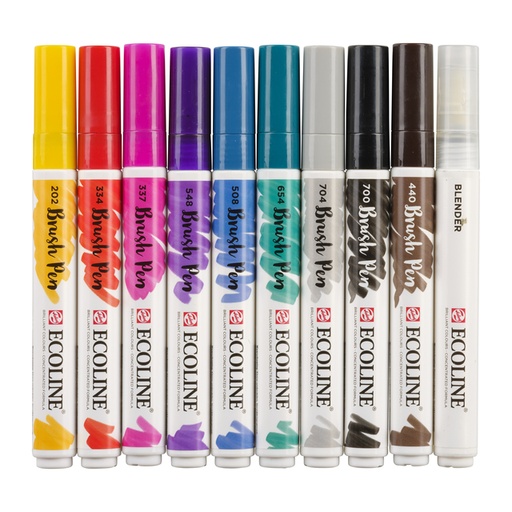 [1000112] Feutre pinceau Talens Ecoline Lettrage à la main assorti 10 pièces
