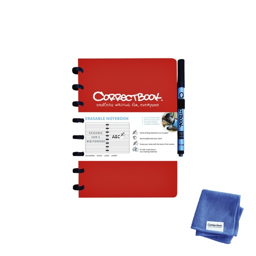 [1000206] Notitieboek Correctbook A5 lijn 40blz horizon red