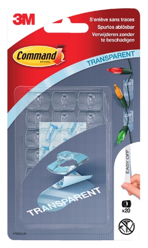 [836334] Clip décoratif Command 17026CLR avec bande de fixation transparent