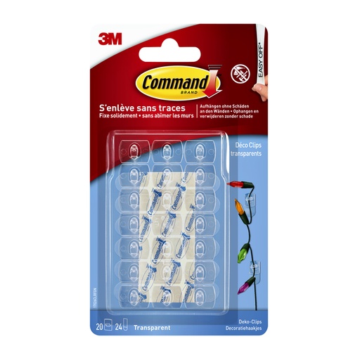 [836334] Clip décoratif Command 17026CLR avec bande de fixation transparent