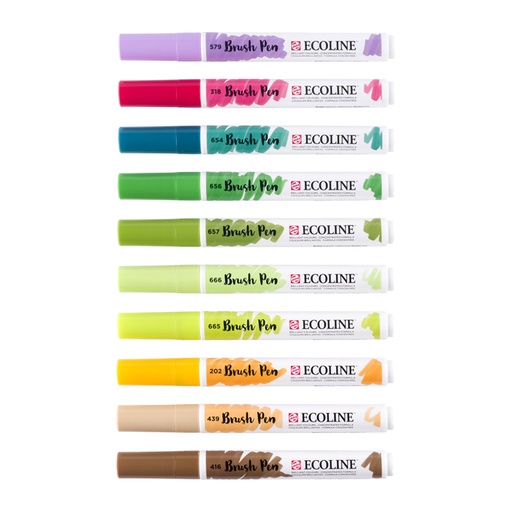 [630164] Feutre pinceau Talens Ecoline botanique assorti 10 pièces