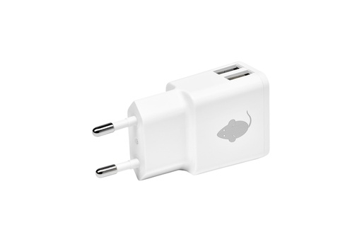 [414413] Chargeur Green Mouse USB-A 2 ports 2.4A blanc