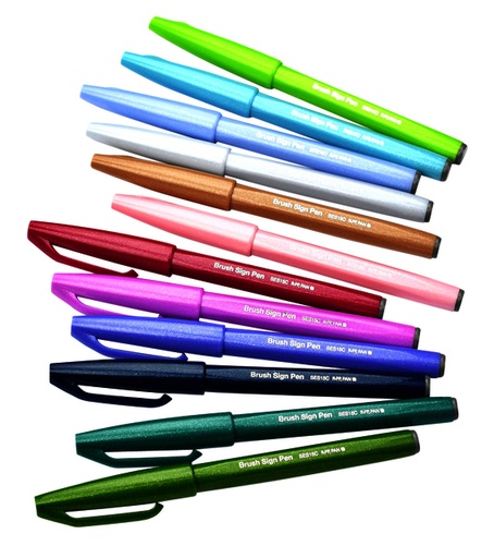 [1385349] Brushpen Pentel Sign SES15C pastel assorti doos à 12 stuks