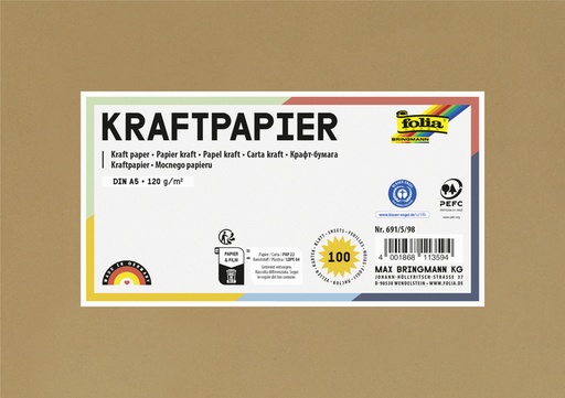 [1000293] Papier kraft Folia A5 120g 100 feuilles