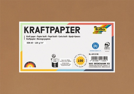 [1000293] Papier kraft Folia A5 120g 100 feuilles