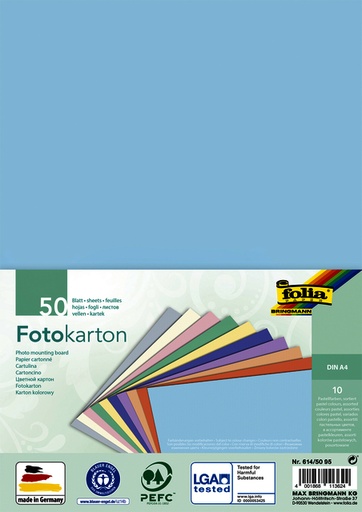 [1000298] Carton photo Folia A4 2 faces 50 feuilles 10 couleurs