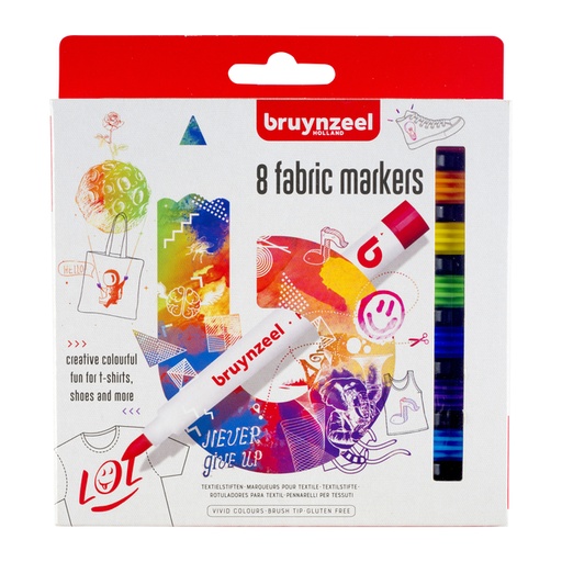 [1386498] Feutre textile Bruynzeel Teens set 8 couleurs