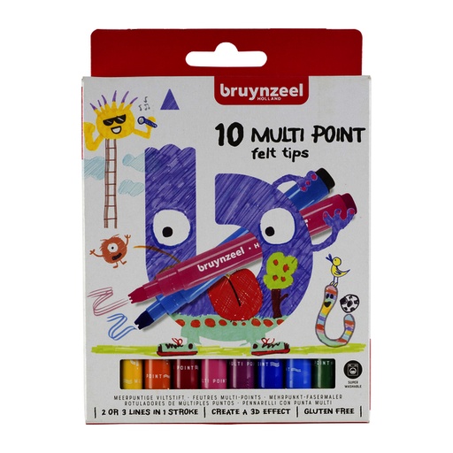 [1386491] Feutre Bruynzeel Kids multi-pointes boîte 10 pièces assorti