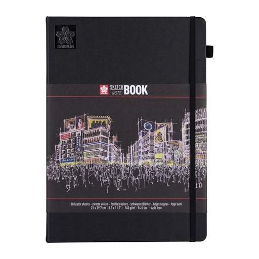 [1385324] Carnet de croquis Sakura 210x297mm 140g 80 feuilles noires