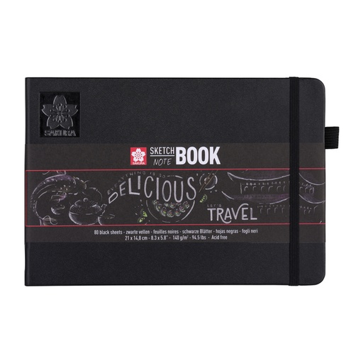 [1385326] Schetsboek Sakura 80 zwarte vellen 140gr 210x148mm zwart