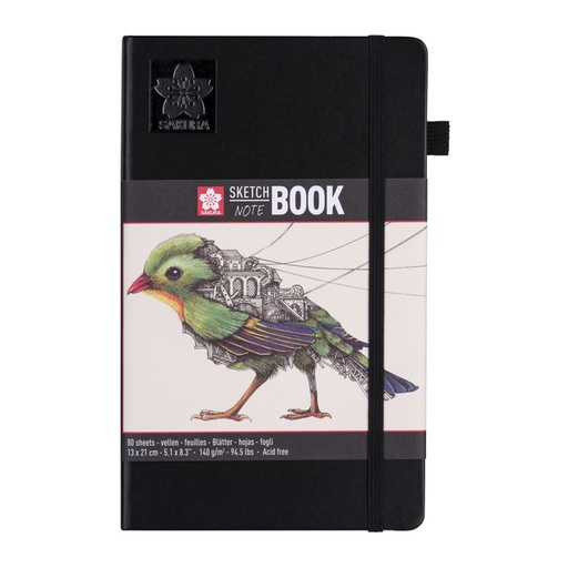 [1385329] Schetsboek Sakura 80 witte vellen 140gr 130x210mm zwart