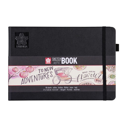 [1385332] Schetsboek Sakura 80 witte vellen 140gr 210x148mm zwart
