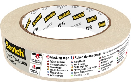 [1386804] Ruban de masquage Scotch Basic 50mx24mm beige