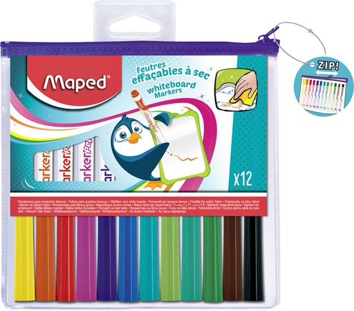 [1386639] Viltstift Maped Marker'Peps whiteboard set á 12 kleuren