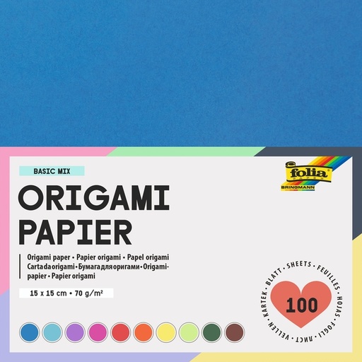 [1386925] Origami papier Folia 70gr 15x15cm 100 vel assorti kleuren