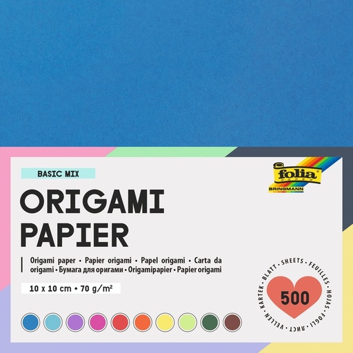 [1386927] Origami papier Folia 70gr 10x10cm 500 vel assorti kleuren
