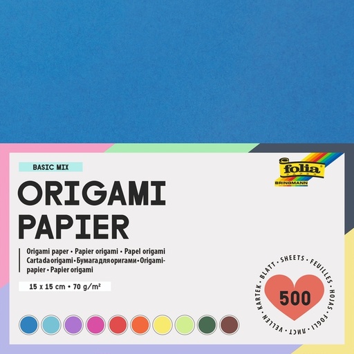 [1386930] Origami papier Folia 70gr 15x15cm 500 vel assorti kleuren