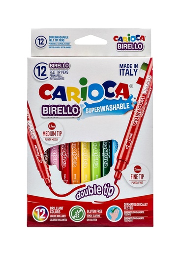 [1386812] Viltstift Carioca Birello dubbelpunters assorti set à 12 stuks