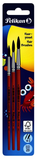 [1386947] Penseel Pelikan blister à 3 stuks assorti