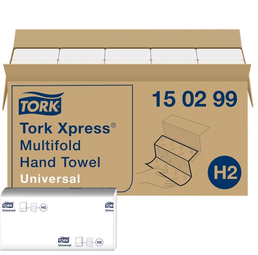 [1386662] Handdoek Tork H2 Xpress Universal multifold 2-laags 213x234mm 20x237 vel wit 150299