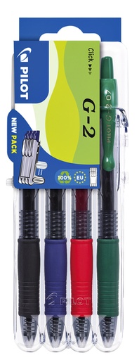 [1000152] Stylo gel Pilot Set2Go Clicker Medium Basic assorti 4 pièces