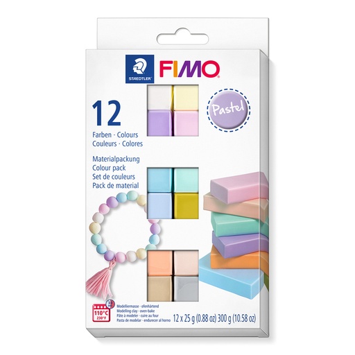 [1386969] Klei Fimo  soft colour pak à 12 pastel kleuren
