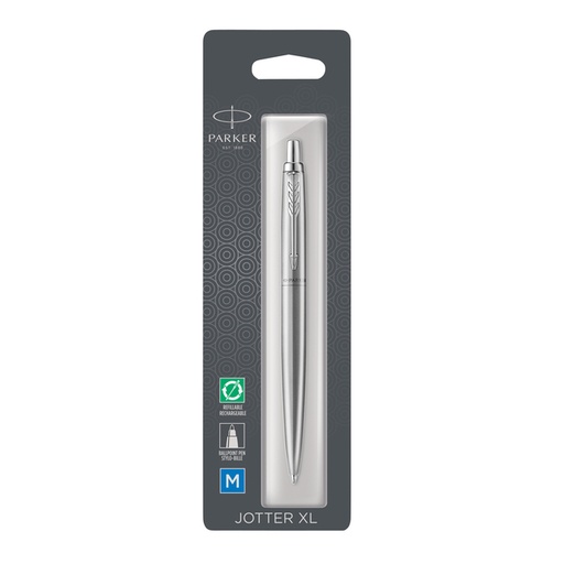 [1000259] Balpen Parker Jotter XL Monochrome stainless steel M blister à 1 stuk