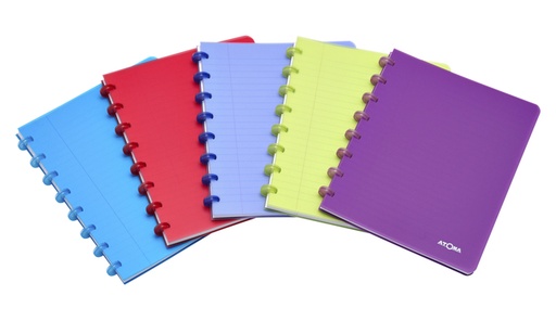 [1386901] Cahier Atoma A5 carreau 5x5mm 144 pages 90g PP transparent assorti