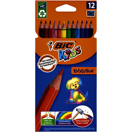 [1387120] Kleurpotloden BicKids Evolution assorti etui à 12 stuks